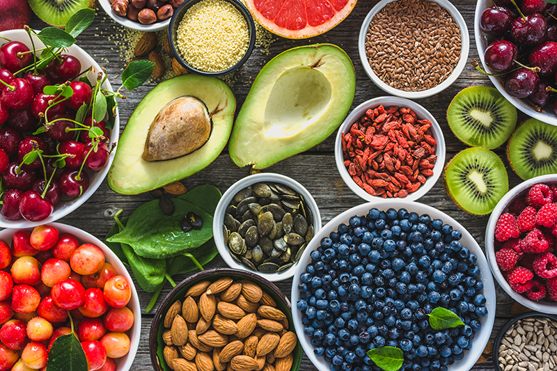 Healthy,Food,Selection,,Nuts,,Fruits,And,Assortment,Of,Superfoods,,Top