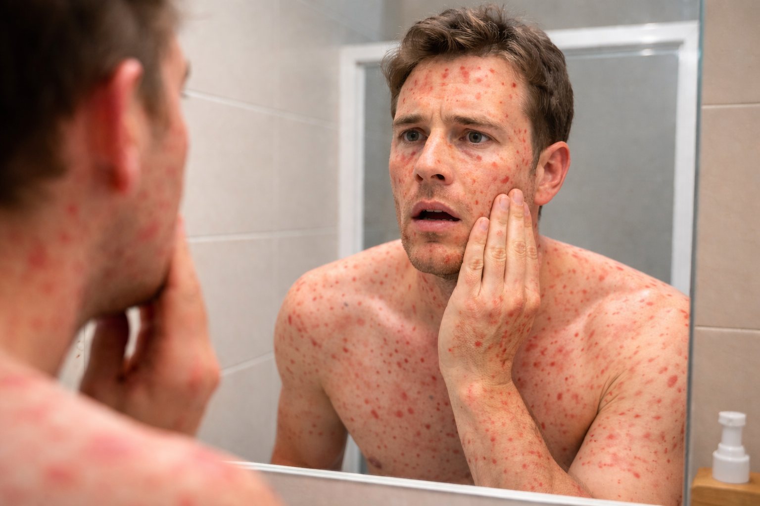 CDATA[
Durante los primeros días de una enfermedad, casi nadie cambia su rutina. Se va a trabajar, se convive en casa y se sigue saliendo, con la idea de que el malestar va a pasar solo. Cuando existe la posibilidad de sarampión, esa normalidad deja de ser un gesto automático y empieza a tener consecuencias para quienes están alrededor. A partir de ese punto, las decisiones cotidianas se vuelven parte del control del contagio. Buscar valoración médica a tiempo y ajustar la forma de convivir dentro del hogar define hasta dónde se mueve el virus en los espacios compartidos.
Cuándo ir al médico si aparecen síntomas de sarampión Cómo aislarte en casa para no contagiar a quienes viven contigo
El cuadro por esta enfermedad suele iniciar con molestias que se confunden con una infección respiratoria: escurrimiento nasal, fiebre, tos, dolor de garganta, conjuntivitis y la aparición de manchas en la parte interna de la mejilla. Esa fase puede extenderse varios días, de acuerdo con la descripción que hace el Instituto Mexicano del Seguro Social (IMSS) sobre los primeros signos de la enfermedad. Con el paso del tiempo, las erupciones o salpullido comienza a notarse en cabeza y cara, lo que suele llevar a muchas personas a buscar atención médica hasta ese momento. La institución advierte que el periodo de contagio inicia días antes de que las manchas sean visibles, por lo que esperar a que aparezcan las ronchas mantiene el riesgo de transmisión dentro del hogar y en espacios compartidos. Parte del control del contagio pasa por no posponer la valoración médica. El organismo señala que deben acudir a su Unidad de Medicina Familiar tanto quienes presentan signos compatibles como quienes se encuentran en espera de resultados tras la toma de muestra, ya que incluso el contacto con un caso con datos clínicos sugestivos amerita aplicar medidas para limitar la propagación del virus. Tras confirmar el contagio, la recomendación del sistema de salud es que la persona enferma permanezca en una habitación específica, con ventilación constante y la puerta cerrada, de preferencia sin compañía. Esta medida busca reducir la exposición del resto del hogar, sobre todo cuando hay convivientes sin esquema completo de vacunación. Si el espacio no permite asignar habitaciones distintas, la autoridad sanitaria plantea mantener una distancia de al menos 1.5 metros respecto de la persona enferma y evitar visitas durante el periodo de aislamiento. En domicilios donde existen más casos sospechosos o confirmados, permanecer juntos limita la circulación del virus hacia otros integrantes del hogar.
Qué cuidados seguir mientras se esta enfermo
![