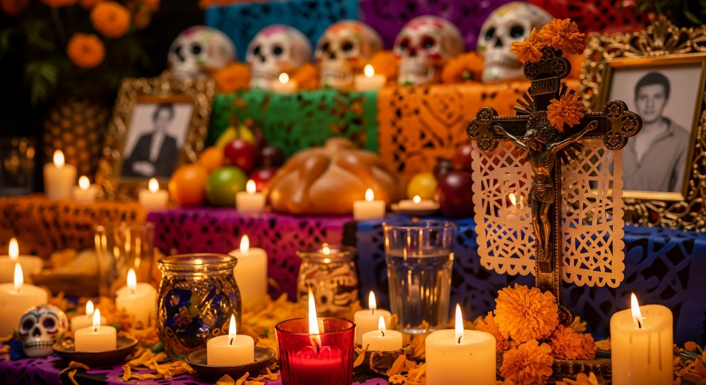 CDATA[
Cada altar de muertos se construye con objetos que cumplen una función dentro del ritual que se realiza entre el 1 y 2 de noviembre. Las familias colocan fotografías, alimentos, flores y piezas específicas que permiten recibir a las ánimas. Entre estos elementos destacan las veladoras y la cruz , componentes que se integran desde las tradiciones de las comunidades indígenas y que se mantienen en la práctica actual. A continuación, te dejamos todos los detalles sobre el significado en la ofrenda.
¿Qué significan las veladoras en la ofrenda de Día de Muertos?
![