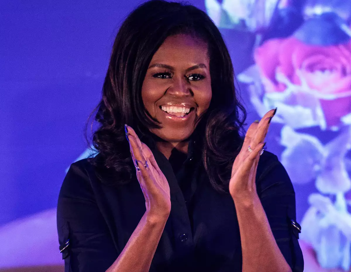 Michelle Obama Visits Pupils At The Elizabeth Garrett Anderson School In North London