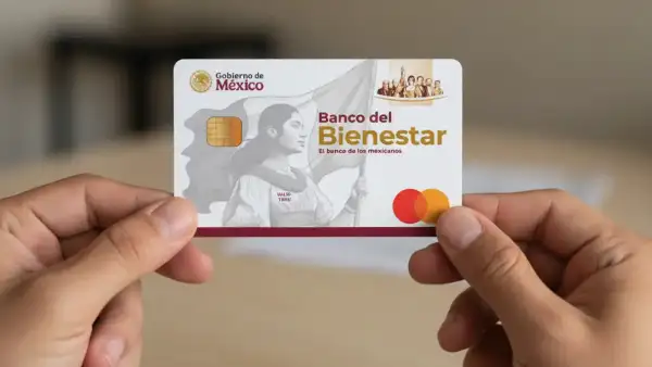 Persona sosteniendo una tarjeta del Banco del Bienestar