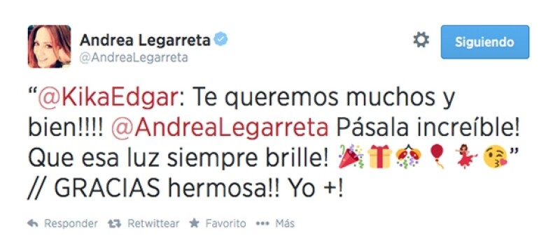 La cantante Kika Edgar le escribió este lindo mensaje.