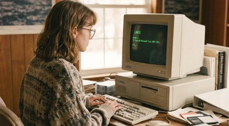 Mujer trabajando sobre una computadora de la marca mexicana Lanix