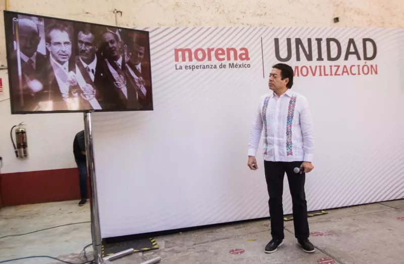 Mario Delgado Carrillo, dirigente Nacional de Morena; ofreció una rueda de prensa en la sede de éste partido