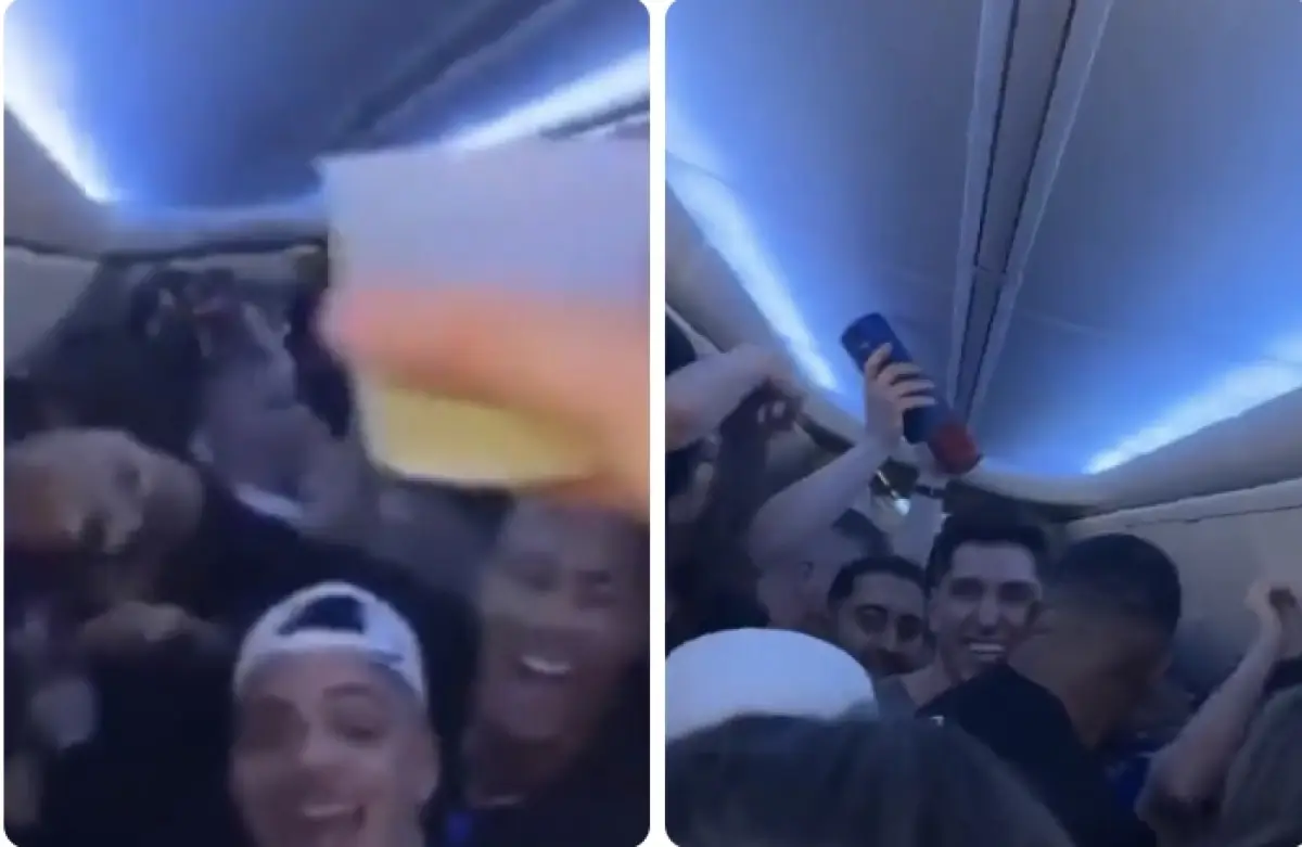 Así transcurrió la fiesta durante el vuelo a Cancún 