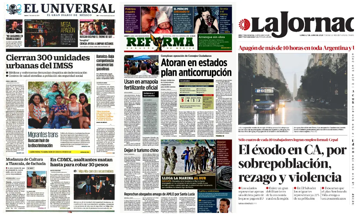 Portadas lunes 17 de junio
