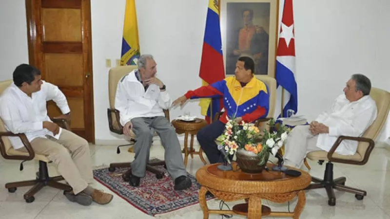 Hugo Chavez en Cuba con Castro