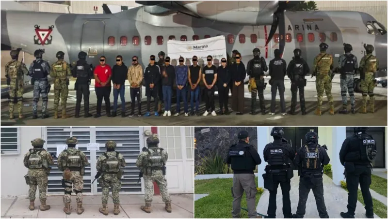 Integrantes del CJNG son detenidos por fuerzas federales. 