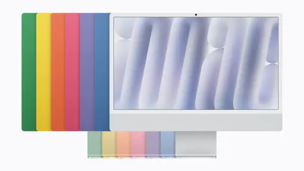 Lineup de todos los colores de la nueva iMac de Apple.