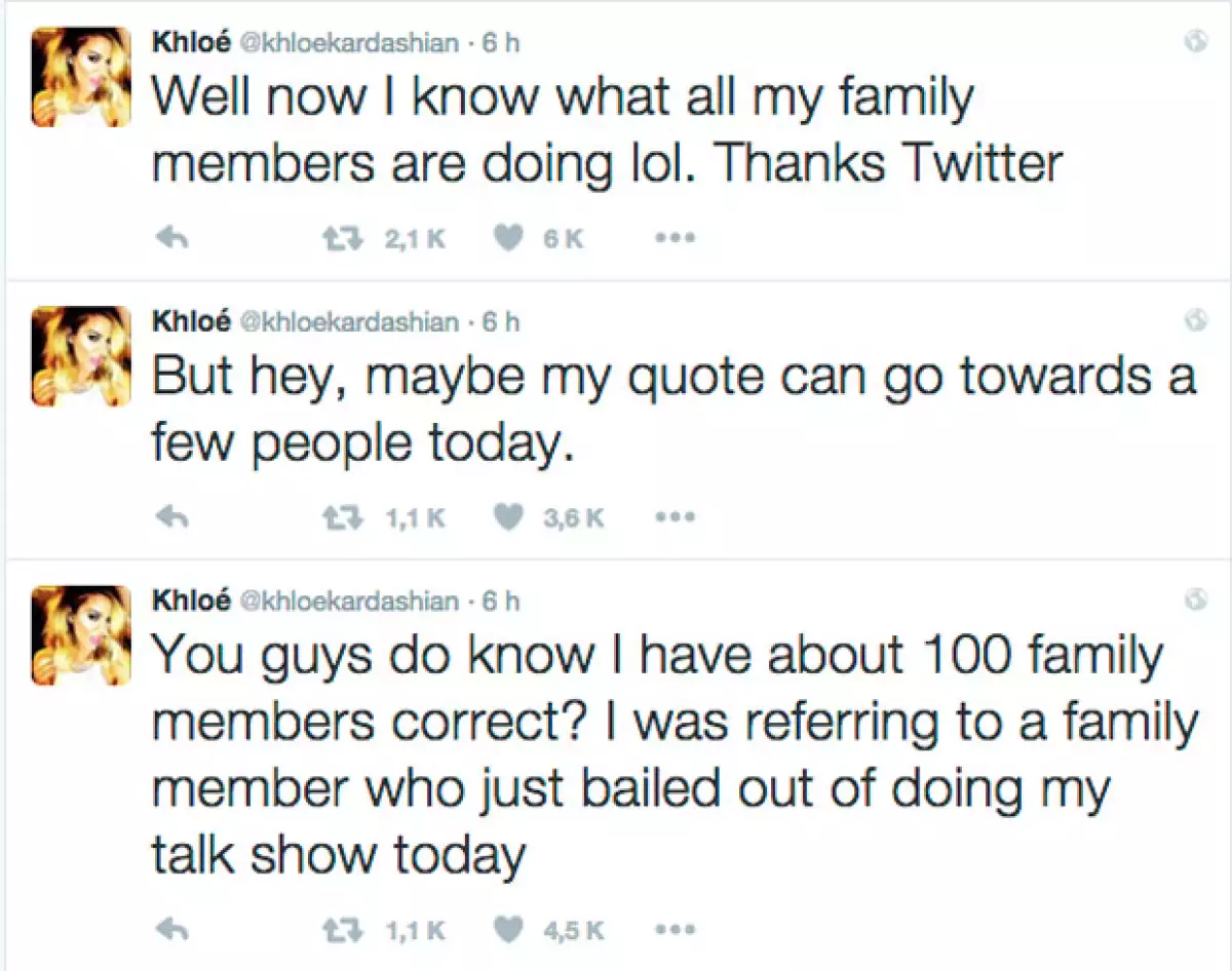 Los tuits en los que Khloé expresaba su molestia no pararon, y aunque intentó explicar el trasfondo de sus tuits, en realidad los fans sacaron sus propias conclusiones.