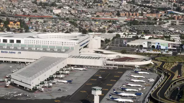 Aerial view of Benito Juarez Airport, Mexico City