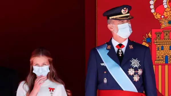 Spanish National Day military parade at Royal Palace, Madrid, Spain - 12 Oct 2020
