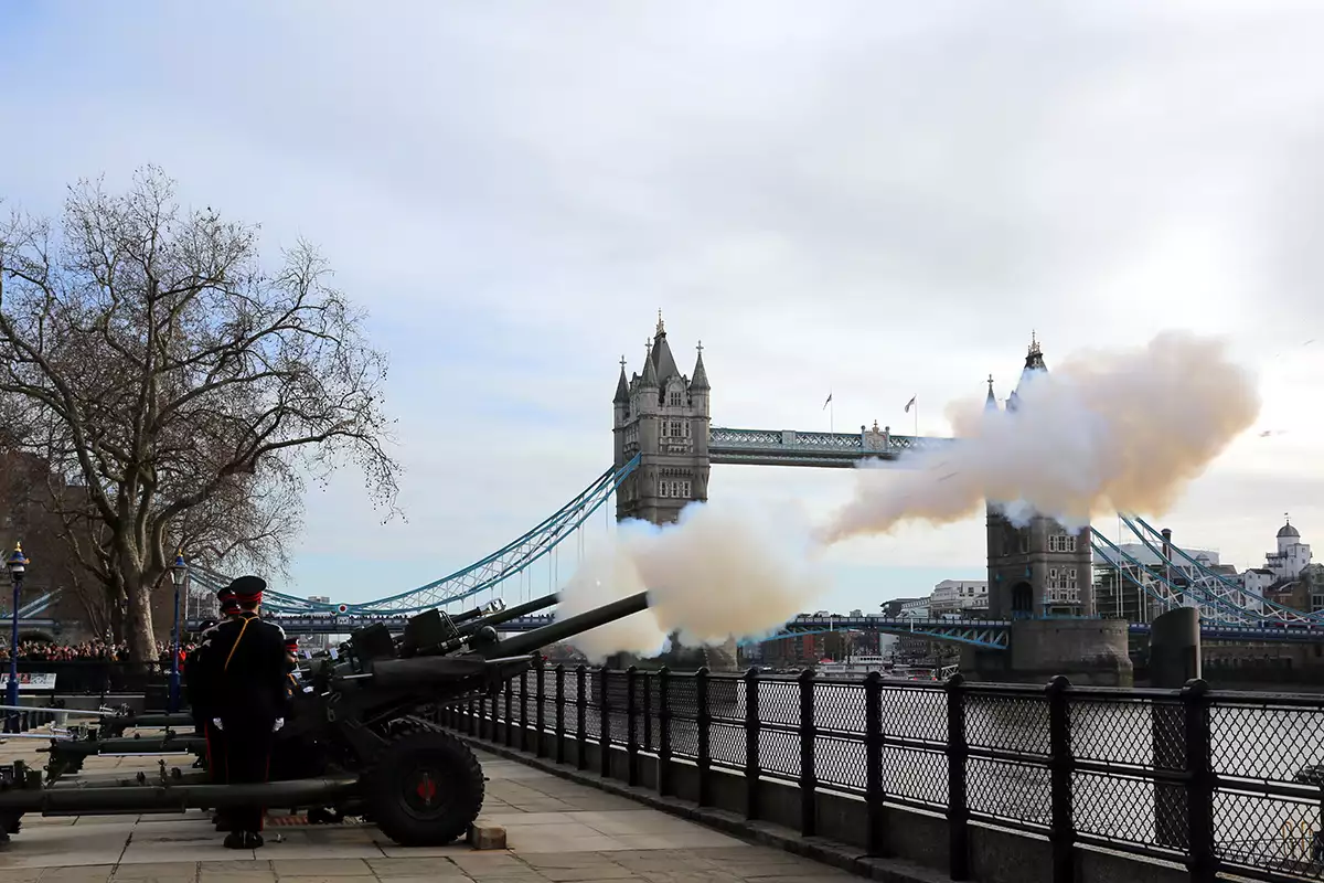 Queen Elizabeth II Platinum Jubilee gun salute, Tower of London, London, UK - 07 Feb 2022