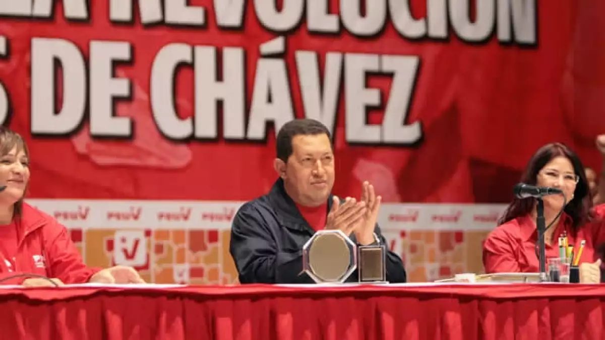 Chávez durante un acto del Partido Socialista Unido de Venezuela