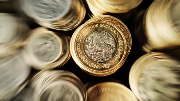 Stacked Mexican Peso Coins Zoom