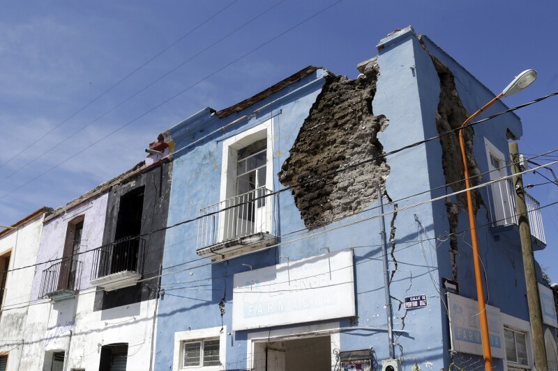 Casa dañada en Puebla por el 19S