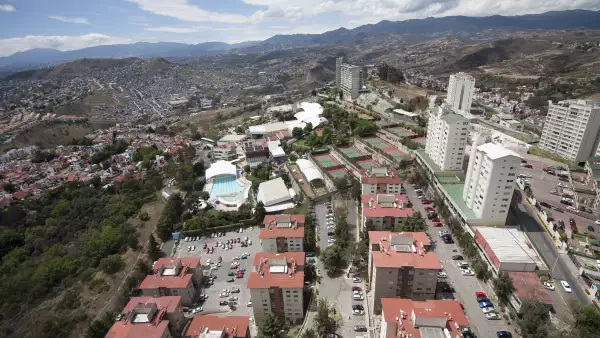 Aerial view of middle class urban living district