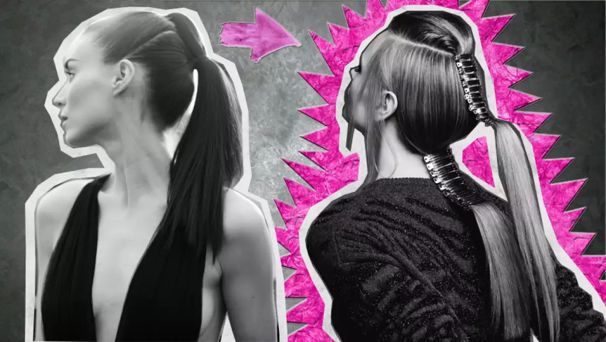 Una ponytail se verá más excéntrica con placas metálicas.