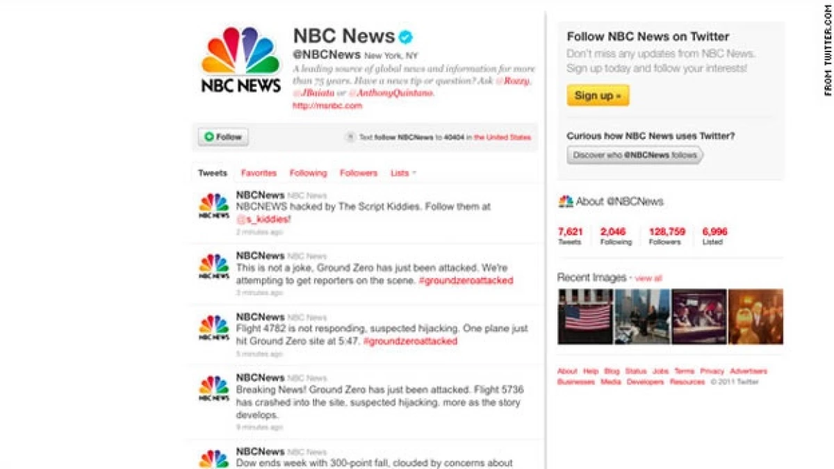 La cuenta de NBC fue hackeada