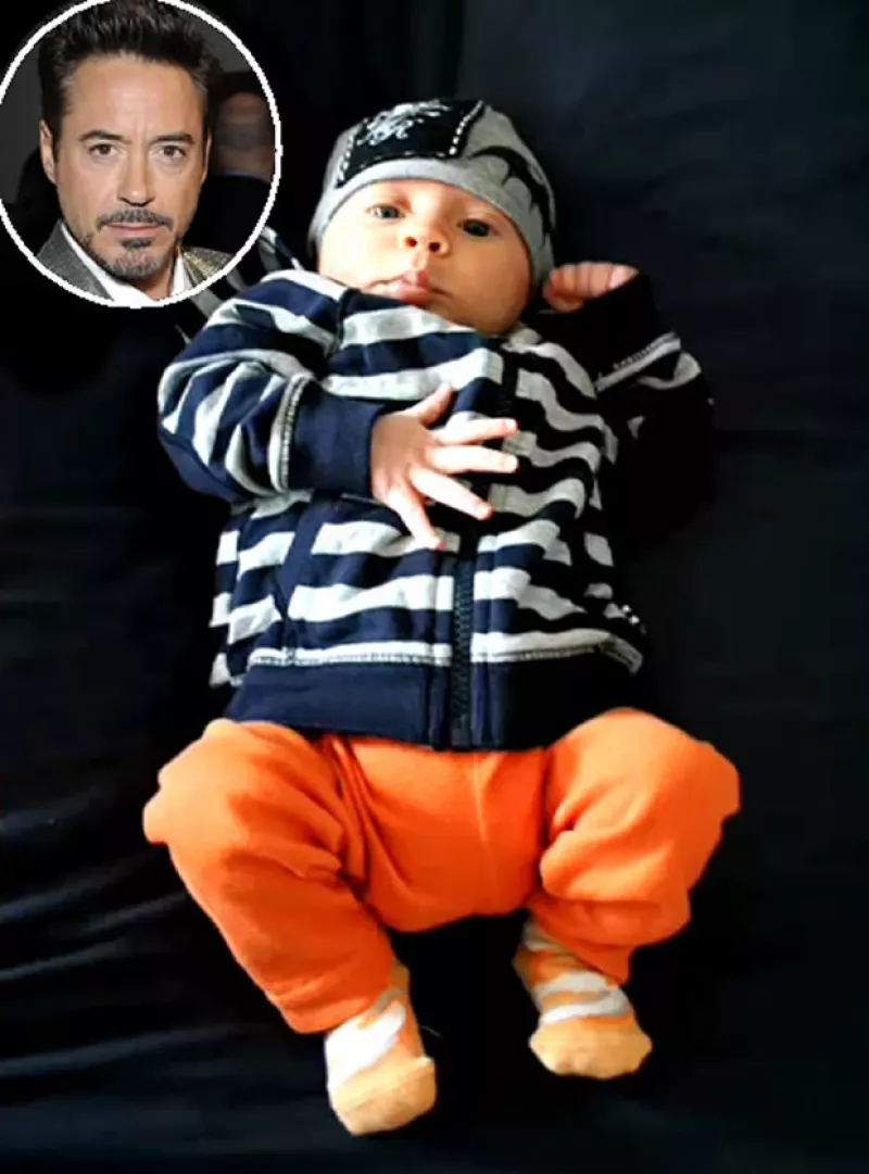 El actor, muy querido por su papel de `Iron Man´,  estuvo en el show de Jay Leno este jueves y ahí mostró una foto de su hijo Exton Elias, quien tiene tres meses.