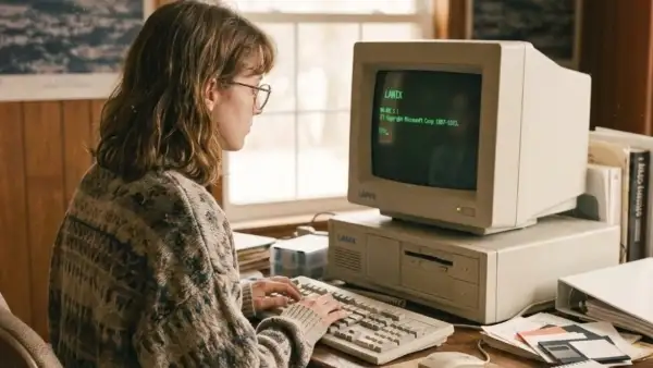 Mujer trabajando sobre una computadora de la marca mexicana Lanix