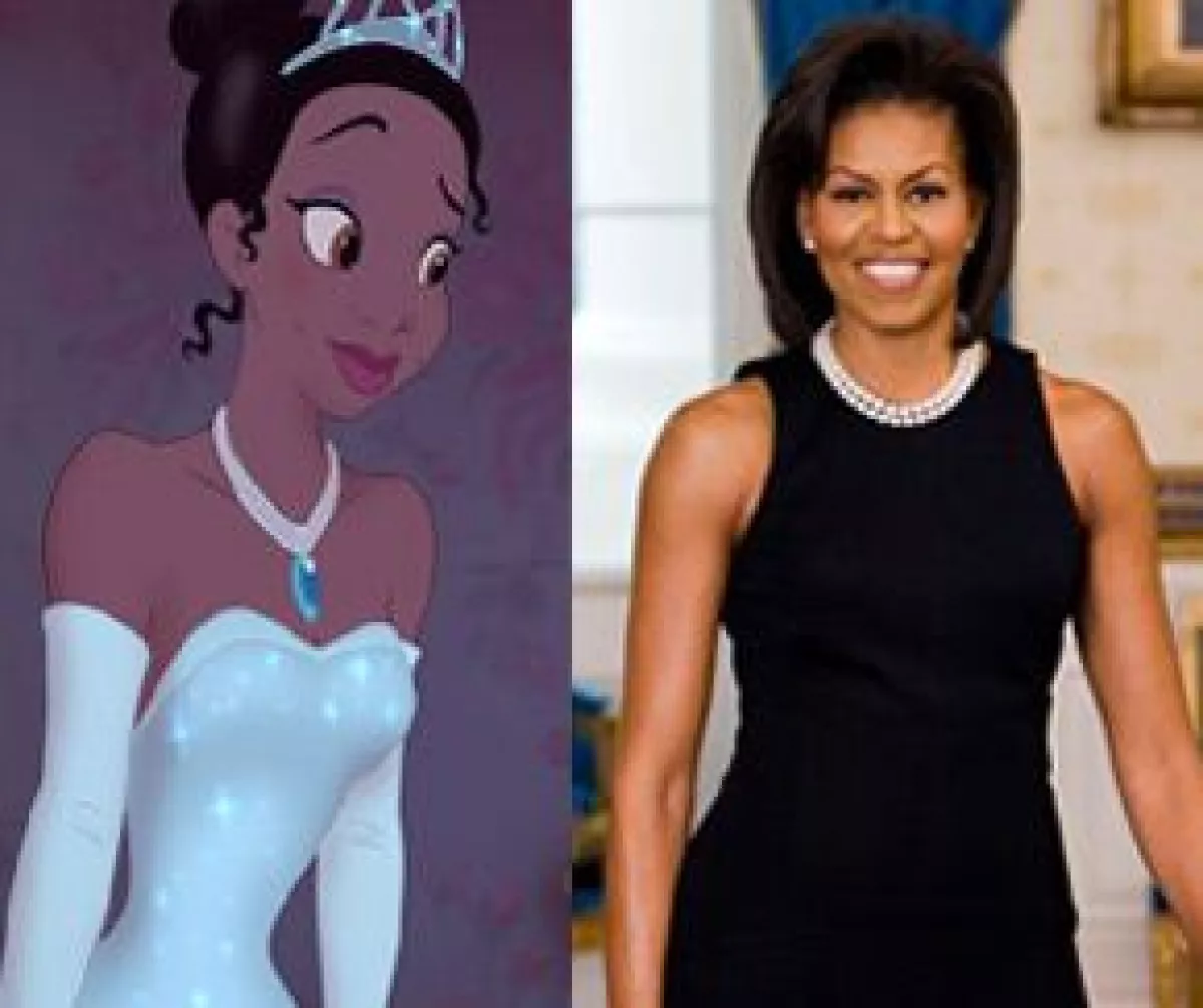 Algunos medios estadounidenses relacionan al personaje de la primera princesa negra de dichos estudios fílmicos con la historia de Michelle Obama al dejar los estereotipos y realizar sus sueños.