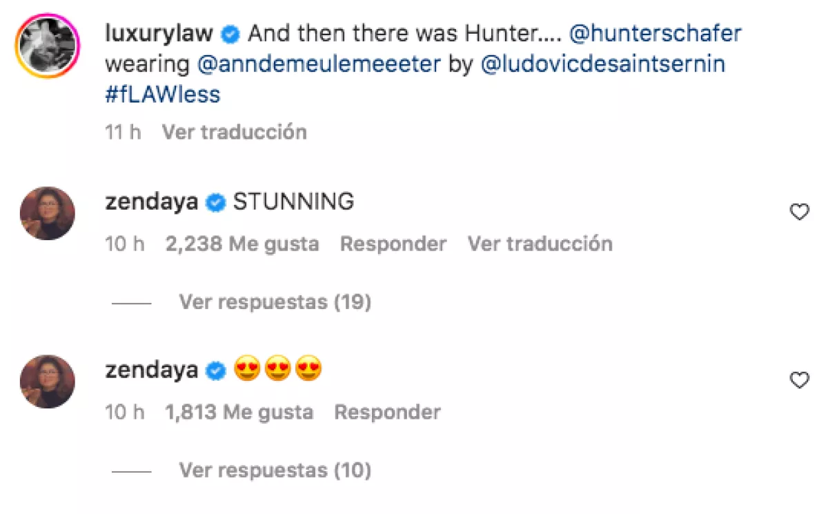 Zendaya no pudo evitar comentar el look de Hunter Schafer en el after party de Vanity Fair.