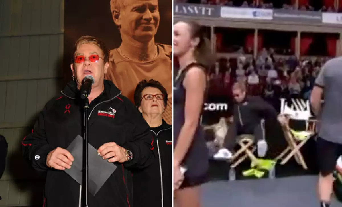 Elton dio un discurso en el inicio del partido de tenis.