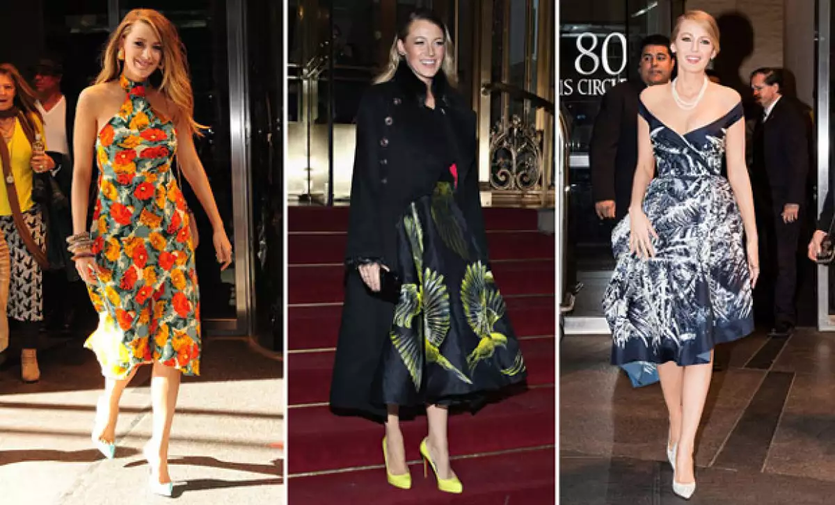 Es sabido que Blake sigue tendencias, en esta ocasión tanto para los eventos de noche como de día usa estampados florales.