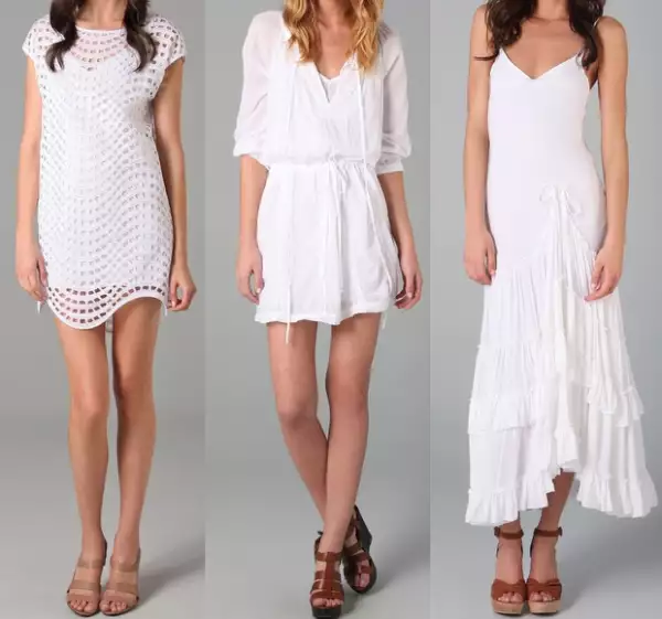 Thread Social, Velvet y Free People tienen varios modelos de vestidos blancos.
