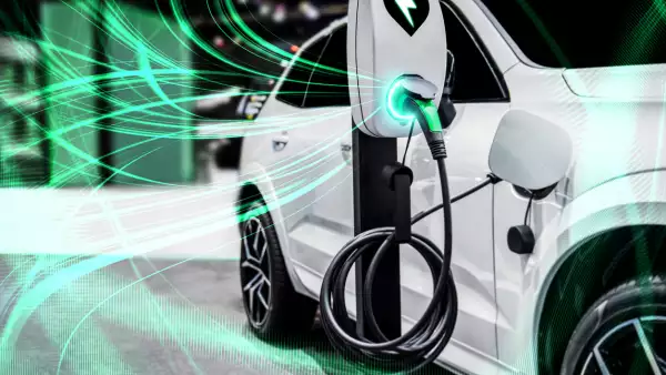 EV charging station for electric car in concept of green energy and eco power