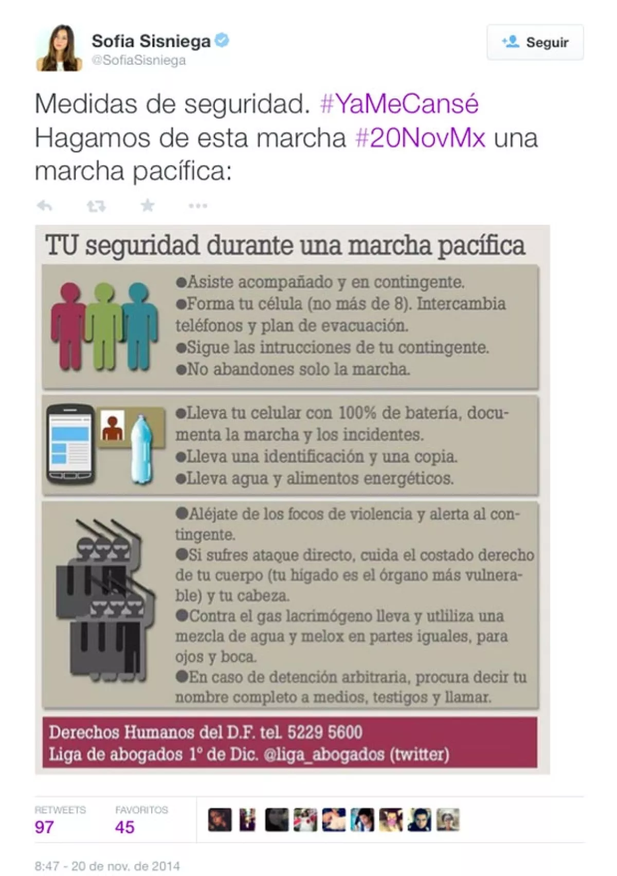Sofía Sisniega dio algunas recomendaciones para la marcha.