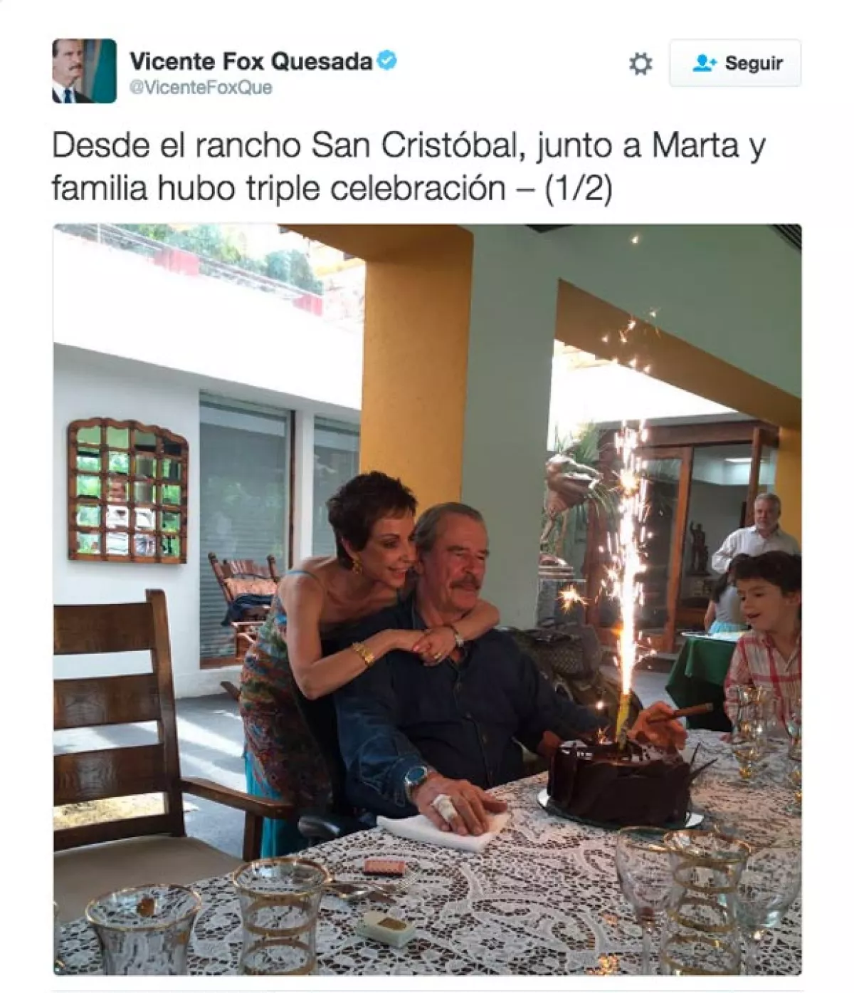 Y lo celebró en su rancho de San Cristóbal.