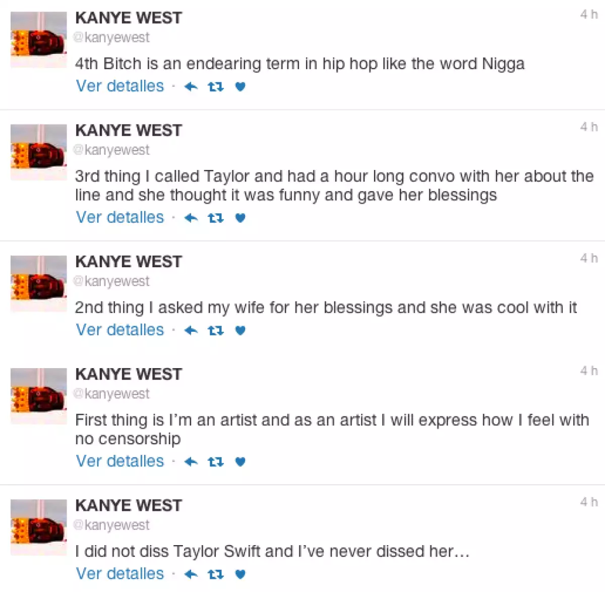 Kanye dio su versión de los hechos en twitter.