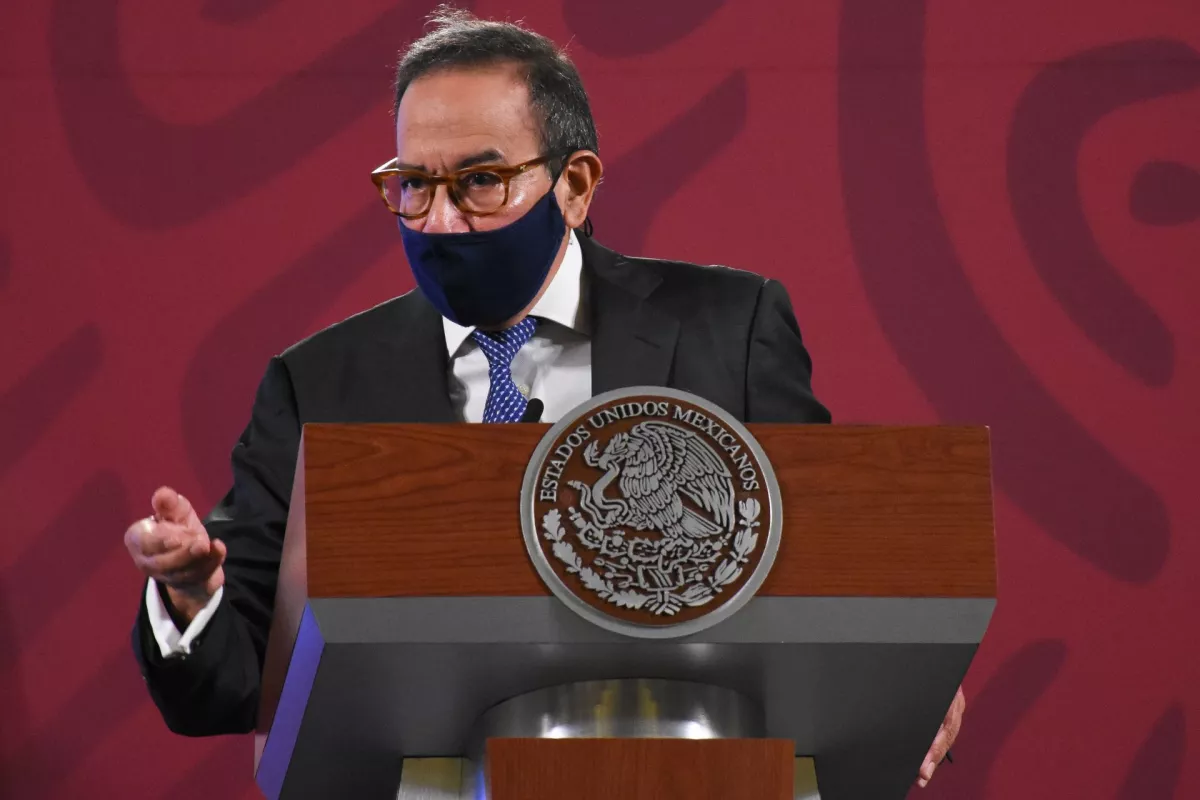 Carlos Salazar Lomelí, presidente del Consejo Coordinador Empresarial, durante su participación en la conferencia mañanera.