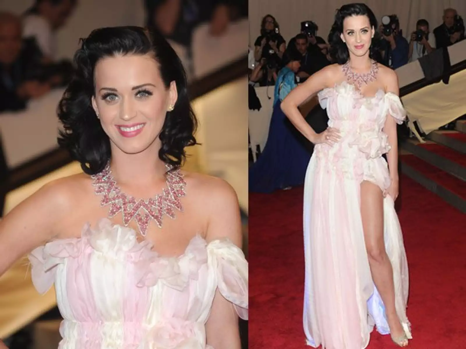 Katy Perry llevó un vestido que brillaba en la oscuridad y joyas de Lorraine Schwartz.
