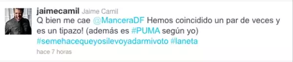 Este fue el mensaje que publicó Camil en Twitter.