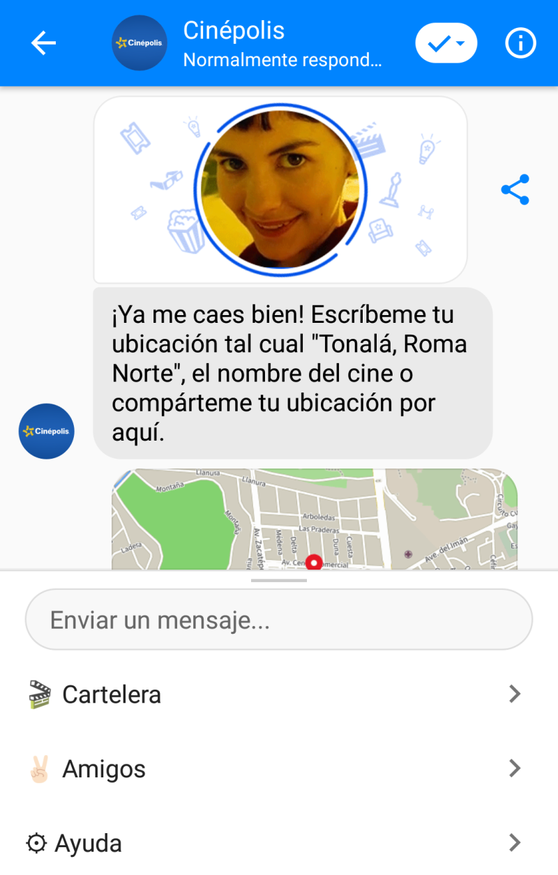 El chatbot actual te presenta varias opciones para comprar tus boletos directamente en Facebook Messenger