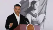 El secretario de Seguridad, Omar García Harfuch, habla durante la conferencia mañanera realizada el 24 de julio pasado en la 24 Zona Militar.  