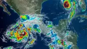 Mapa satelital del Huracán Simon Cat. 1 sobre el Pacífico mexicano el 9 de octubre de 2026.