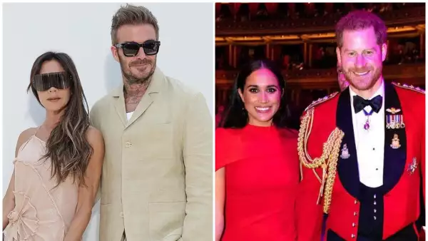 David y Victoria Beckham y el príncipe Harry y Meghan Markle