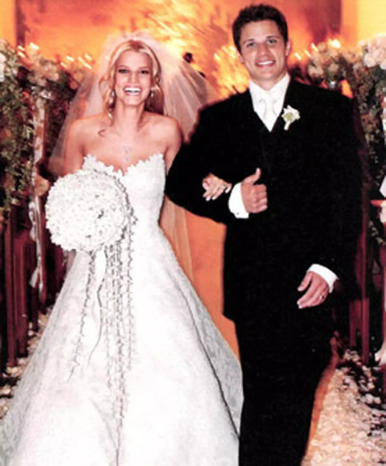 Jessica Simpson en 2002 eligió un ramo de stephanotis.