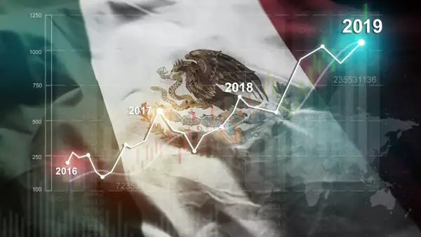 Growing Statistic Financial 2019 Against Mexico Flag