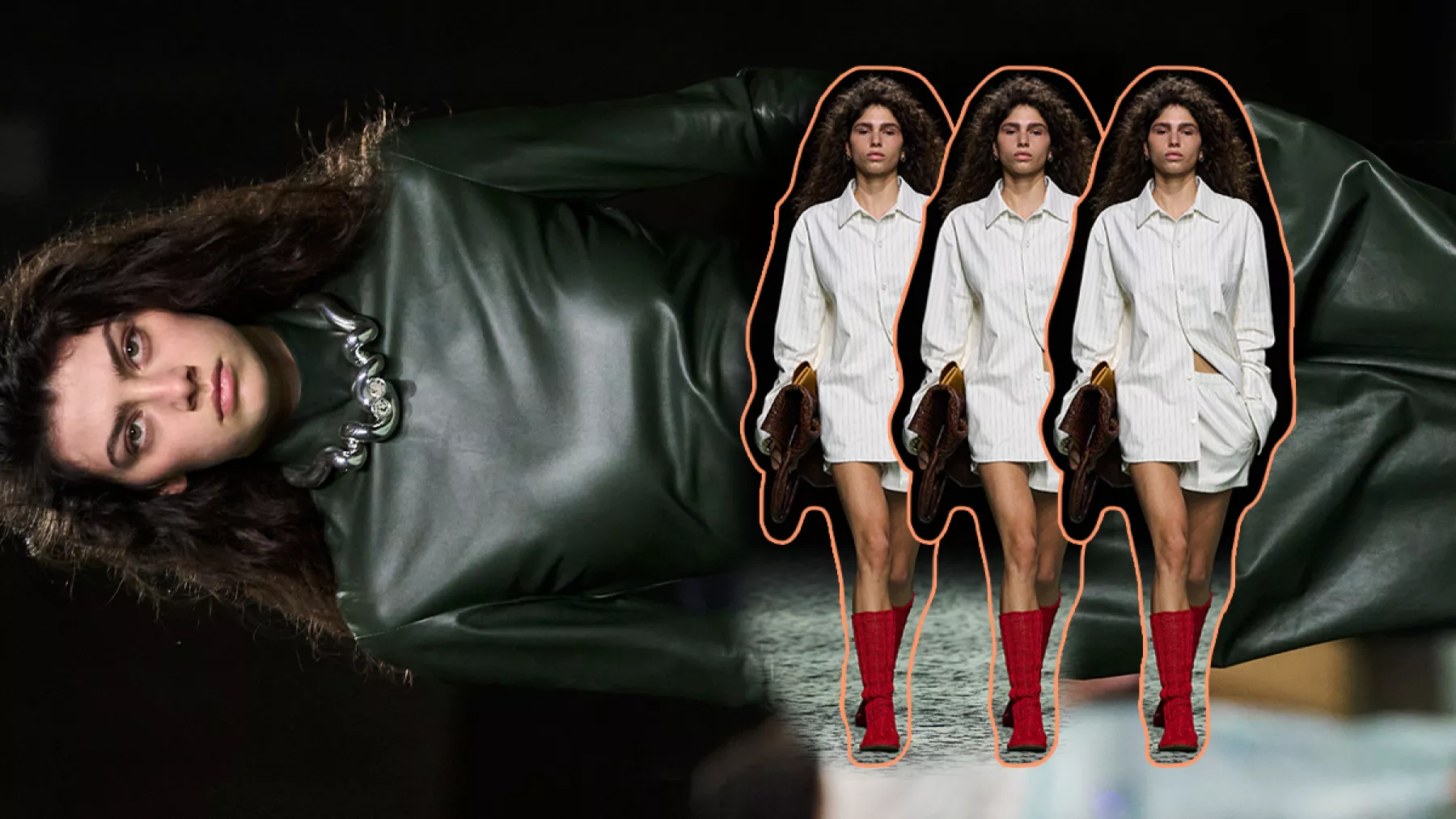 Bottega Veneta presenta calcetines de cuero en su último desfile. 
