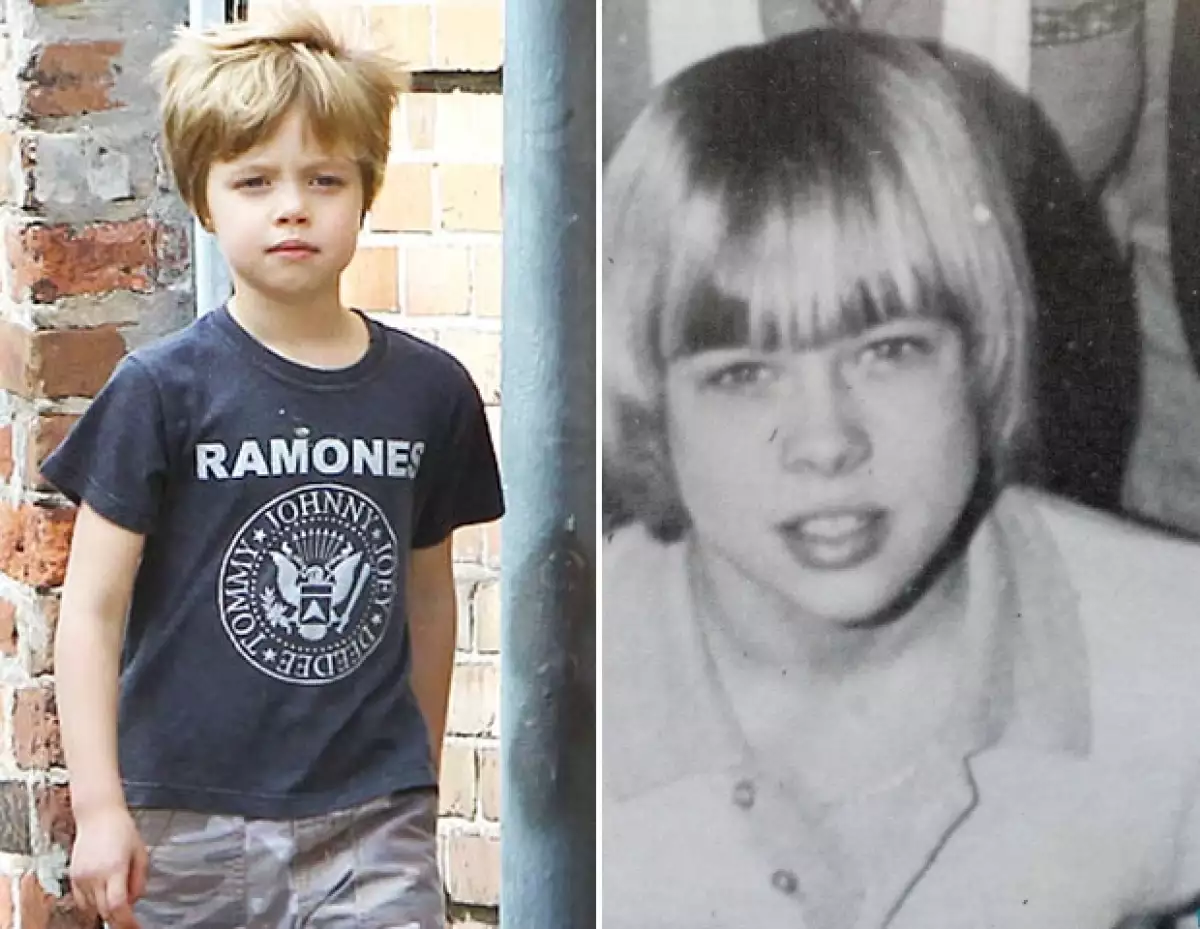 Shiloh Jolie-Pitt y Brad Pitt a los seis años de edad.