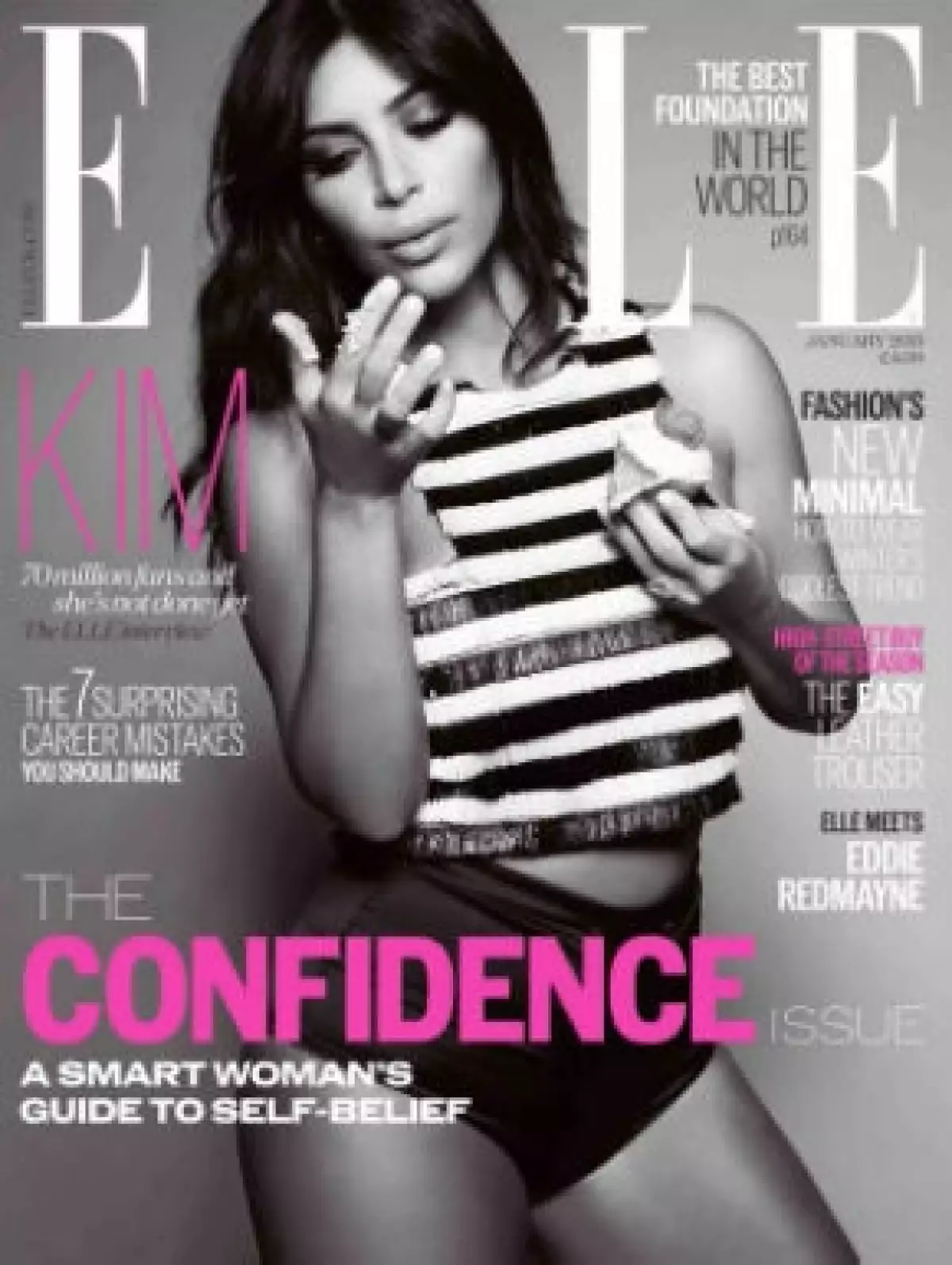 Kim en su primera triple portada para Elle.