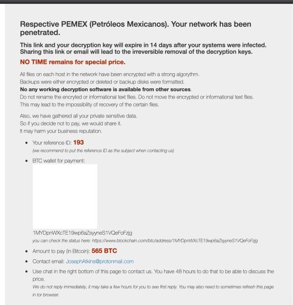 ventana ransomware pemex