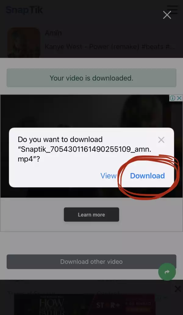 Descarga videos de Tiktok sin marca de agua paso 7