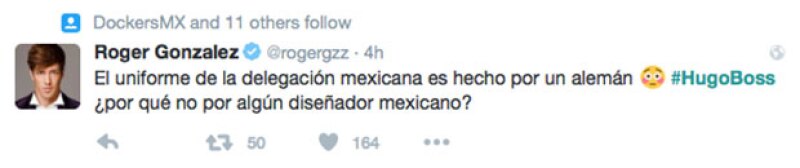 Roger González también comentó sobre la elección de diseñador para los uniformes.