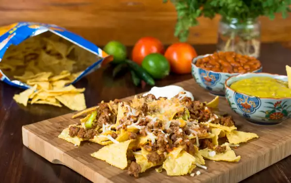 Nachos with Cheese Beans and Beef